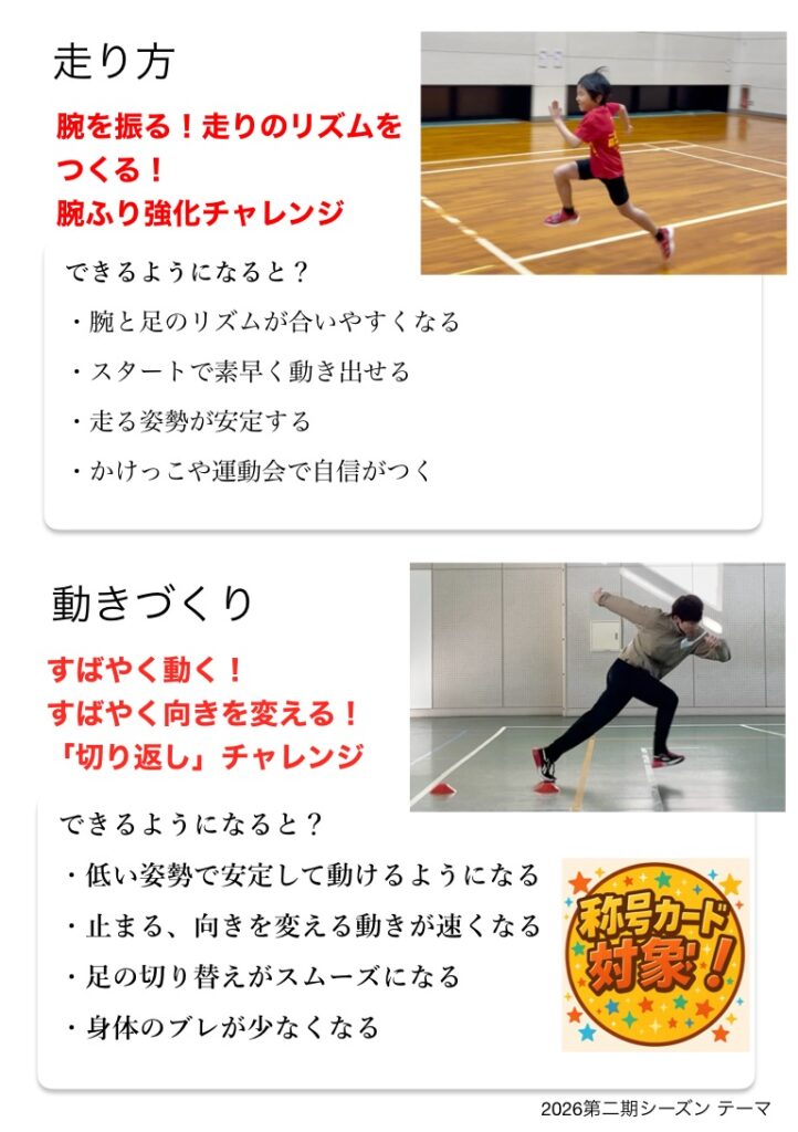 2026年度第二期シーズンの走り方と動きづくりの練習テーマ表